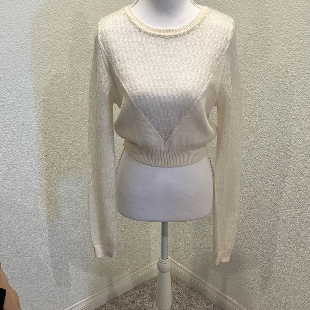 Cream Textured Knit Sweater